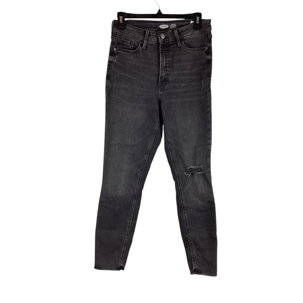 Old Navy Rockstar Super Skinny Jeans 8 Faded Black Distressed